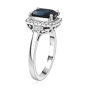 Certified & Appraised Rhapsody 950 Platinum AAAA Monte Belo Indicolite, Diamond (E-F, VS) (0.32 cts) Ring (Size 6.0) (6.90 g) 3.03 ctw