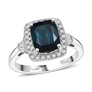 Certified & Appraised Rhapsody AAAA Monte Belo Indicolite and E-F VS Diamond 3.03 ctw Ring in 950 Platinum (Size 7.0) 6.90 Grams