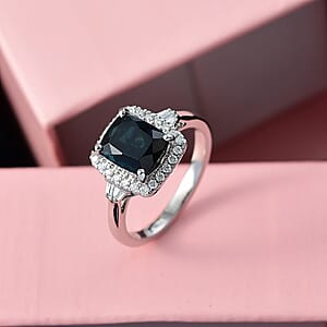 Certified & Appraised Rhapsody AAAA Monte Belo Indicolite and E-F VS Diamond 3.03 ctw Ring in 950 Platinum (Size 8.0) 6.90 Grams