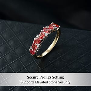 Certified & Appraised AAA Orange Sapphire, Diamond Ring in 10K Yellow Gold 1.50 ctw (Size 7.0)