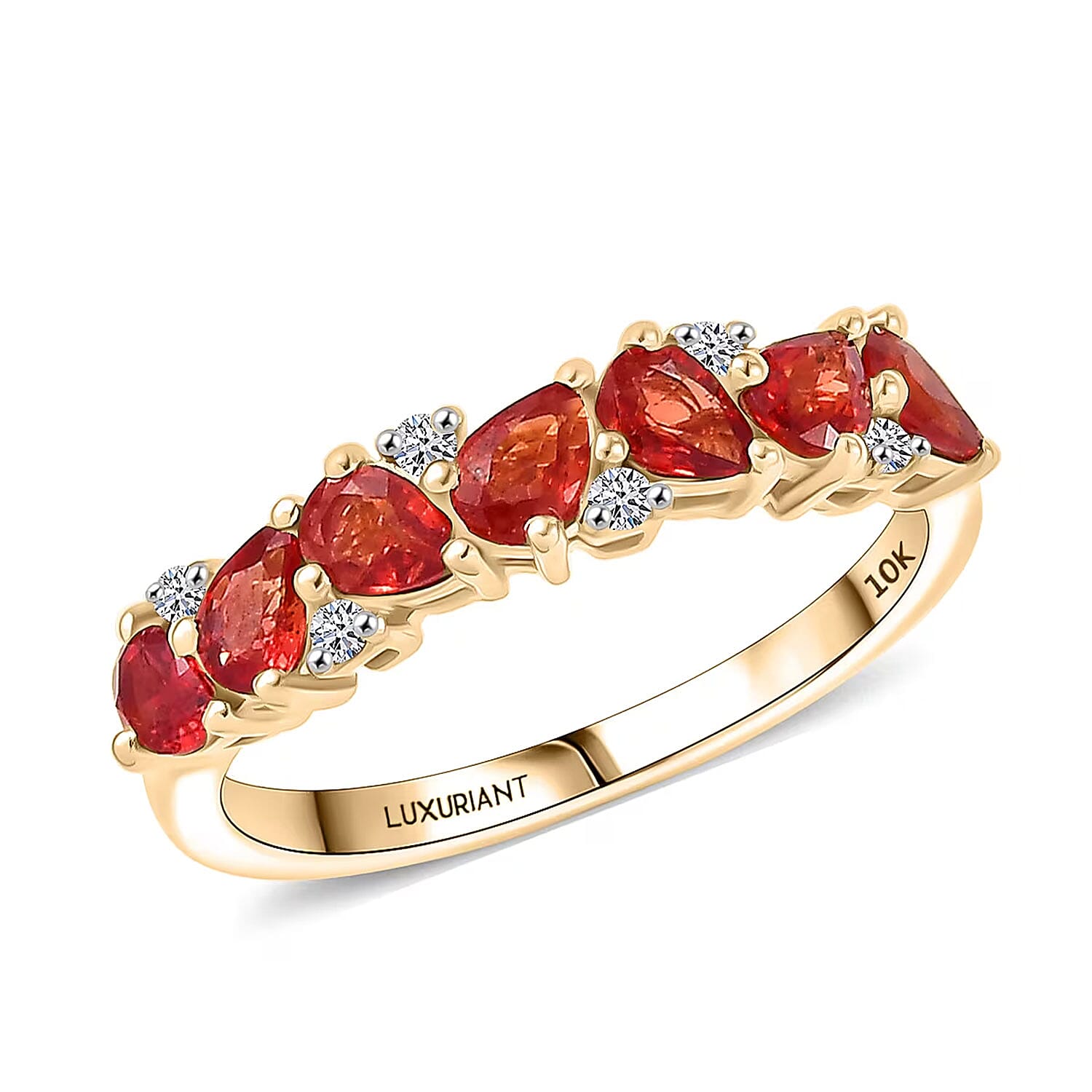 Certified & Appraised 10K Yellow Gold AAA Orange Sapphire, Luxuriant Diamond (G-H, SI) Ring (Size 6.0) 1.50 ctw