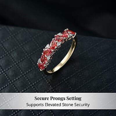 Certified & Appraised AAA Orange Sapphire, Diamond Ring in 10K Yellow Gold 1.50 ctw (Size 8.0)
