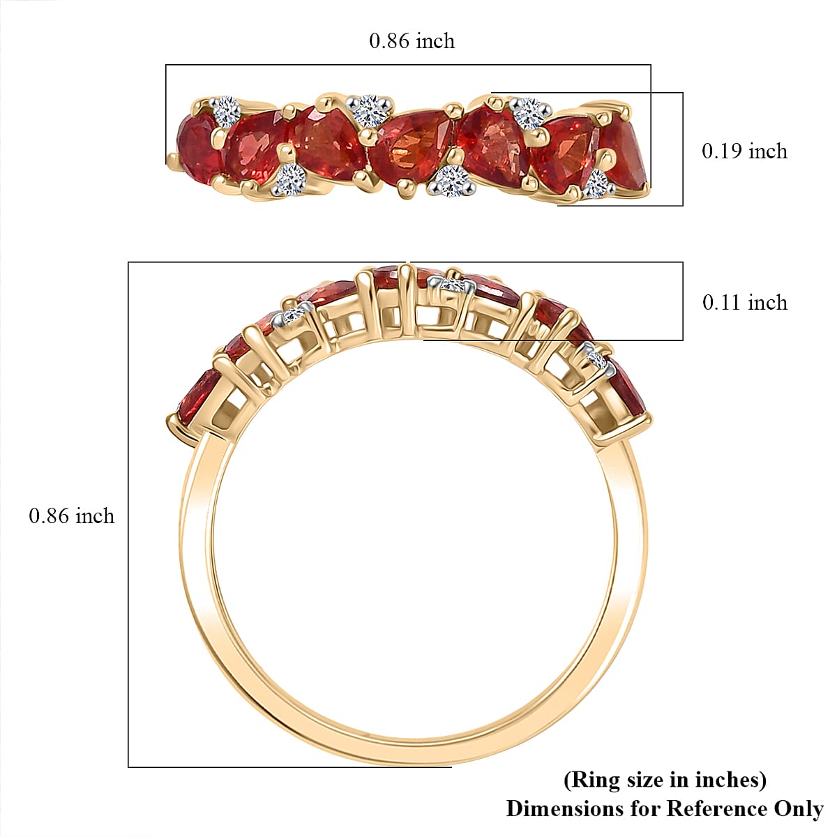 Certified AAA Orange Sapphire, Diamond Ring in 10K Yellow Gold 1.50 ctw (Size 9.0) image number 5