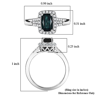 Certified and Appraised Rhapsody AAAA Monte Belo Indicolite, Diamond Ring in 950 Platinum 1.65 ctw (Size 10.0)