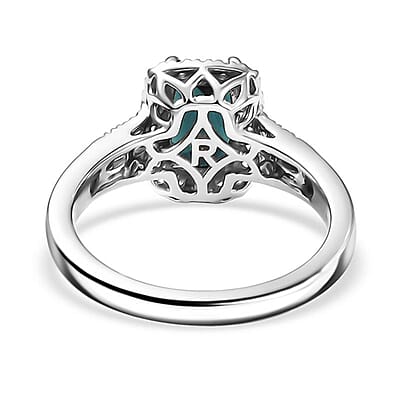Certified and Appraised Rhapsody AAAA Monte Belo Indicolite, Diamond Ring in 950 Platinum 1.65 ctw (Size 10.0)