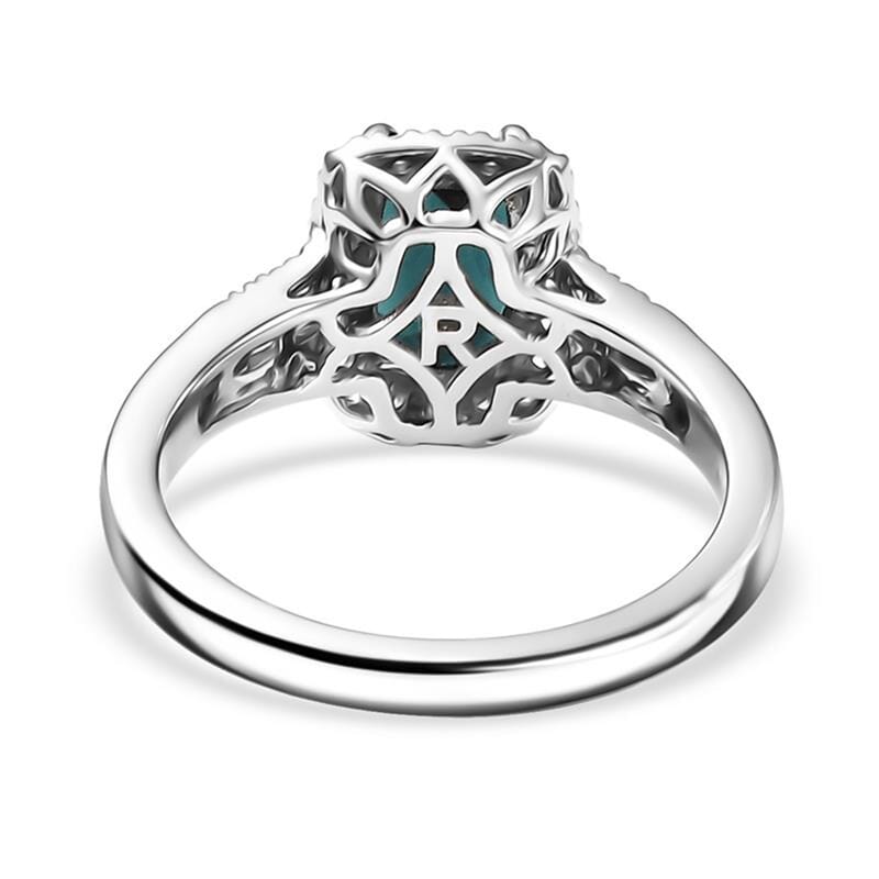 Certified and Appraised Rhapsody AAAA Monte Belo Indicolite, Diamond Ring in 950 Platinum 1.65 ctw (Size 10.0)
