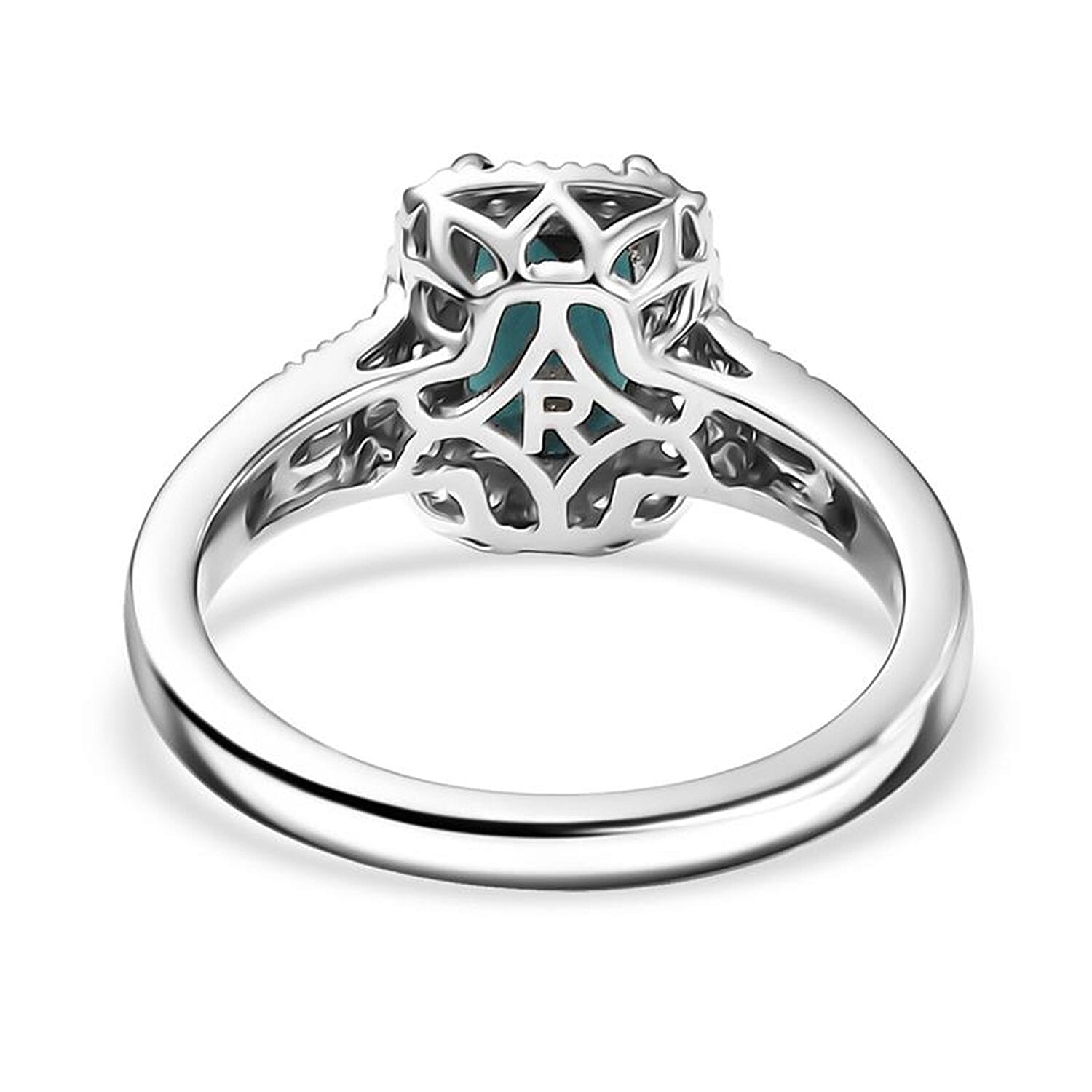 Certified & Appraised Rhapsody AAAA Monte Belo Indicolite, Diamond Ring in 950 Platinum 1.65 ctw (Size 7.0)