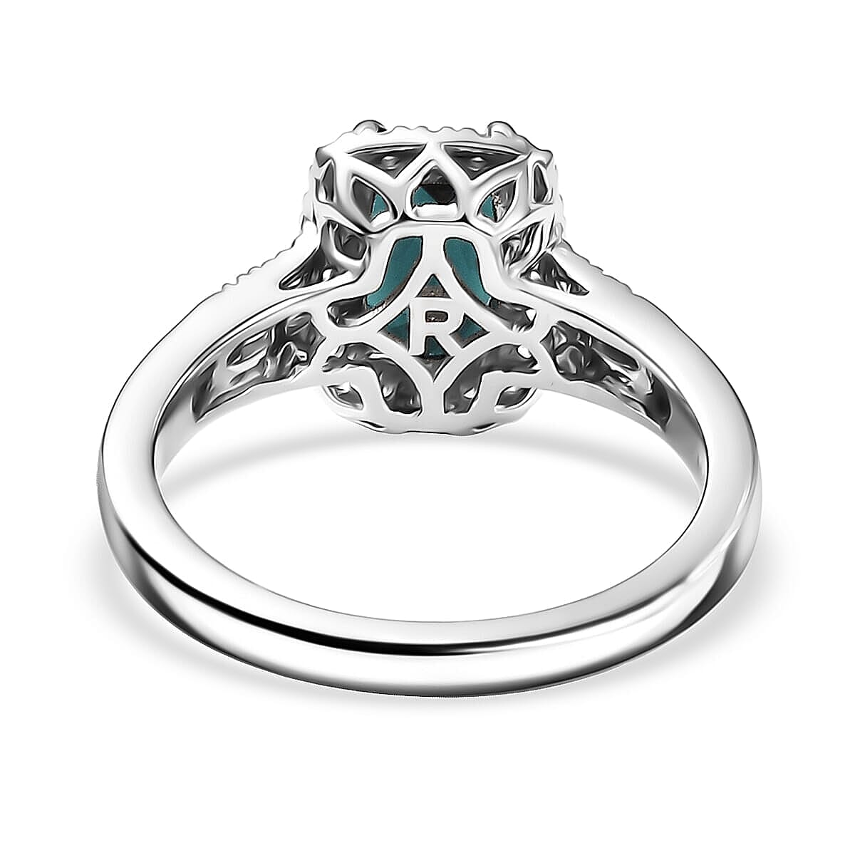 Doorbuster Certified & Appraised Rhapsody 950 Platinum AAAA Monte Belo Indicolite, Diamond (E-F, VS) (0.33 cts) Ring (Size 7.5) (6.42 g) 1.65 ctw image number 3