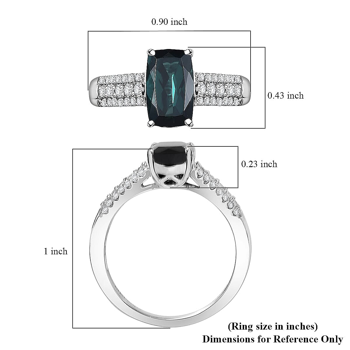 Certified & Appraised Rhapsody 950 Platinum AAAA Monte Belo Indicolite, Diamond (E-F, VS) (0.28 cts) Ring (Size 10.0) (6.67 g) 2.50 ctw image number 5