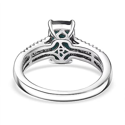 Certified & Appraised Rhapsody AAAA Monte Belo Indicolite and E-F VS Diamond 2.50 ctw Ring in 950 Platinum (Size 10.0) 6.67 Grams