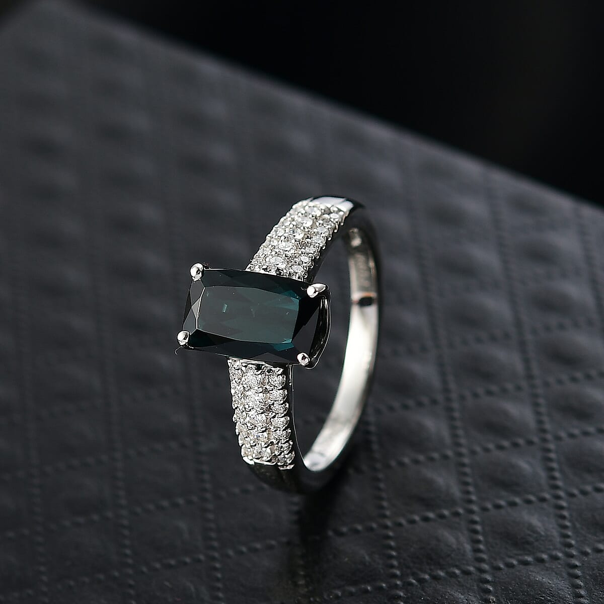 Certified & Appraised Rhapsody 950 Platinum AAAA Monte Belo Indicolite, Diamond (E-F, VS) (0.28 cts) Ring (Size 10.0) (6.67 g) 2.50 ctw image number 1