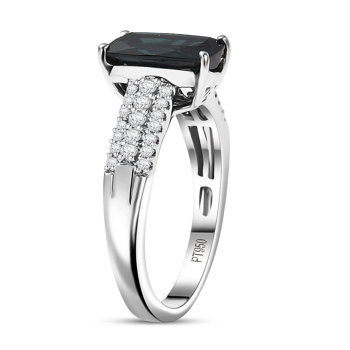 Certified & Appraised Rhapsody 950 Platinum AAAA Monte Belo Indicolite, Diamond (E-F, VS) (0.28 cts) Ring (Size 10.0) (6.67 g) 2.50 ctw image number 3