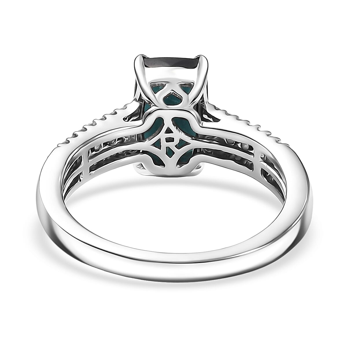 Certified & Appraised Rhapsody AAAA Monte Belo Indicolite and E-F VS Diamond 2.50 ctw Ring in 950 Platinum (Size 7.0) 6.67 Grams image number 4