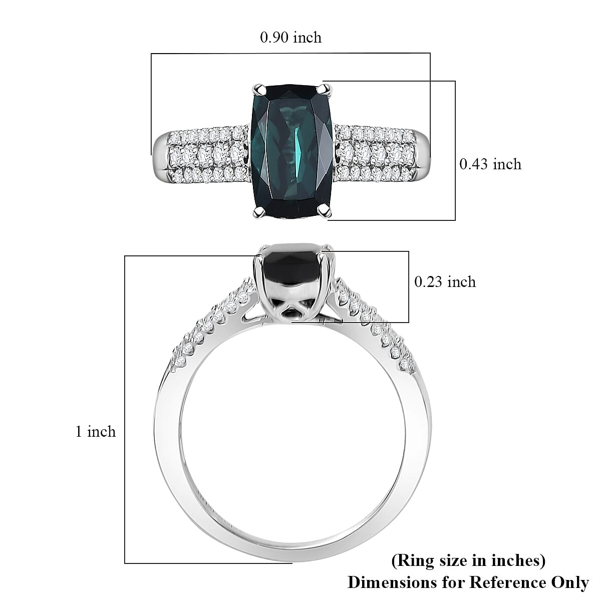Certified & Appraised Rhapsody AAAA Monte Belo Indicolite and E-F VS Diamond 2.50 ctw Ring in 950 Platinum (Size 7.0) 6.67 Grams image number 5