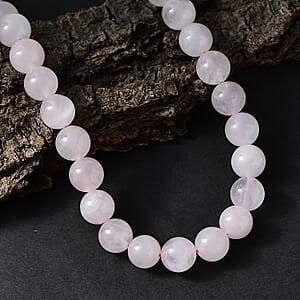EverTrue Rose Quartz 355.00 ctw Beaded Necklace in Platinum Over 20 Inches 