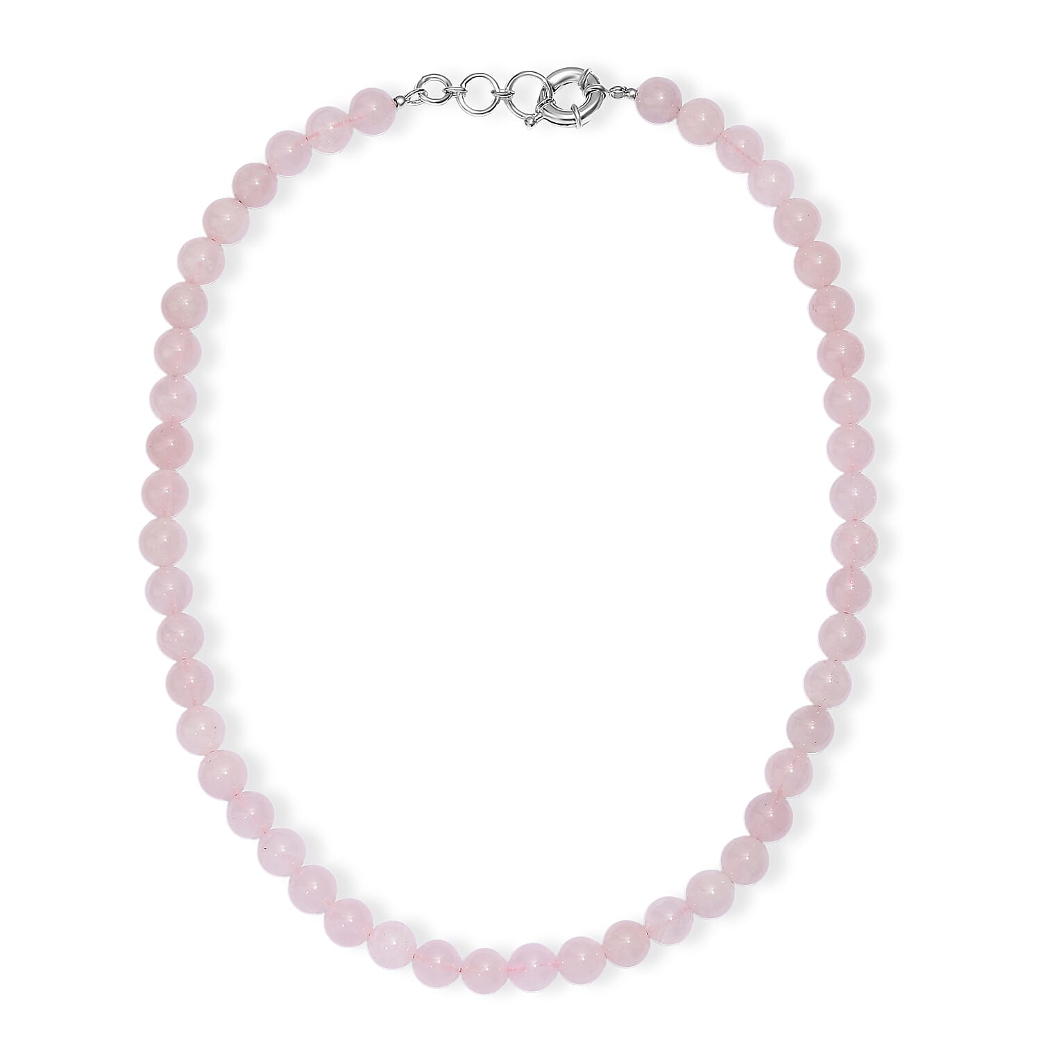 EverTrue Rose Quartz 355.00 ctw Beaded Necklace in Platinum Bond 20 Inches
