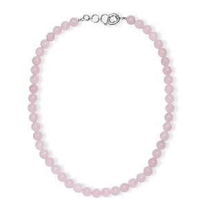EverTrue Rose Quartz 355.00 ctw Beaded Necklace in Platinum Over 20 Inches 
