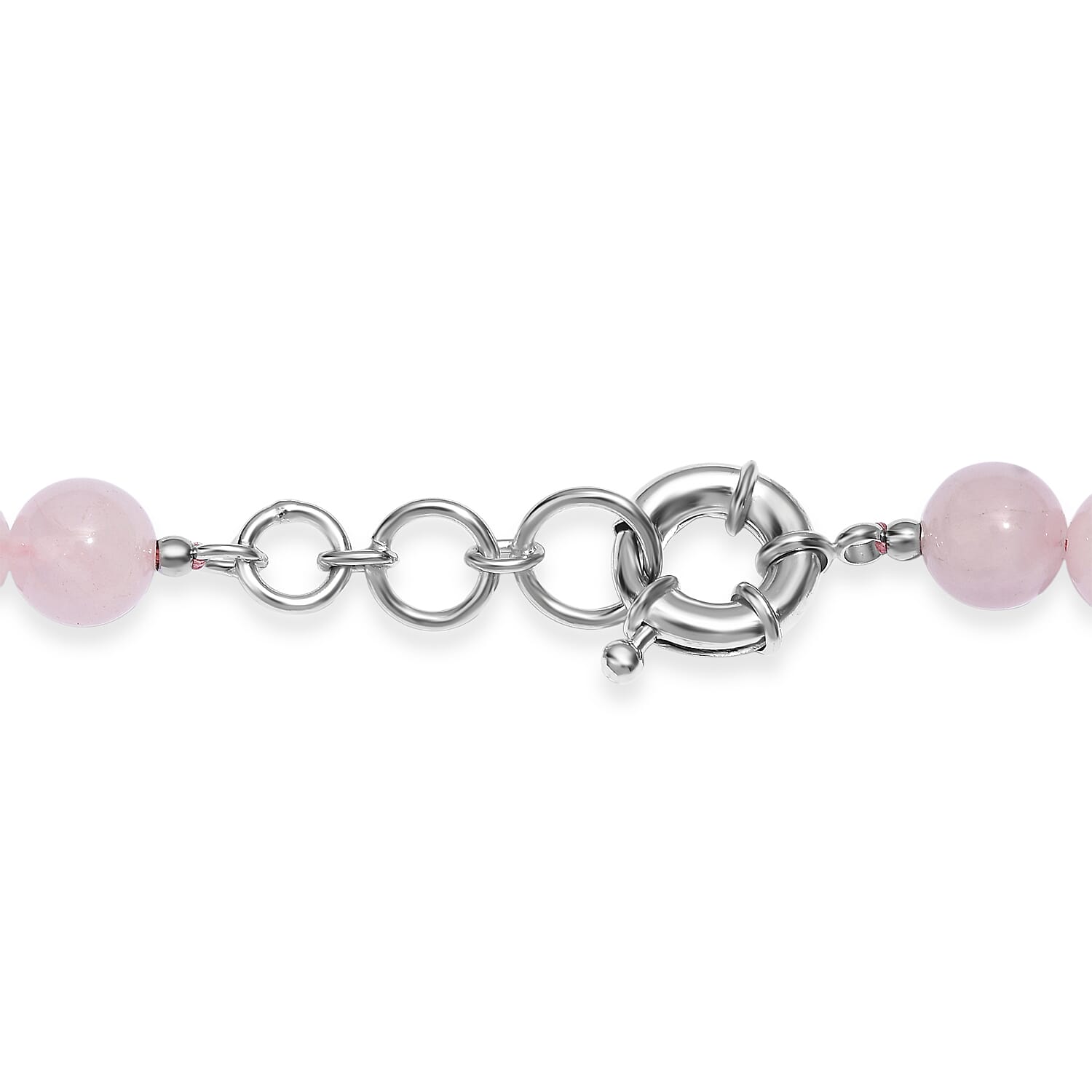 EverTrue Rose Quartz 355.00 ctw Beaded Necklace in Platinum Bond 20 Inches