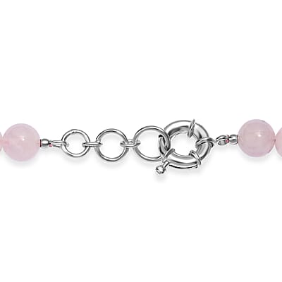 EverTrue Rose Quartz 355.00 ctw Beaded Necklace in Platinum Bond 20 Inches