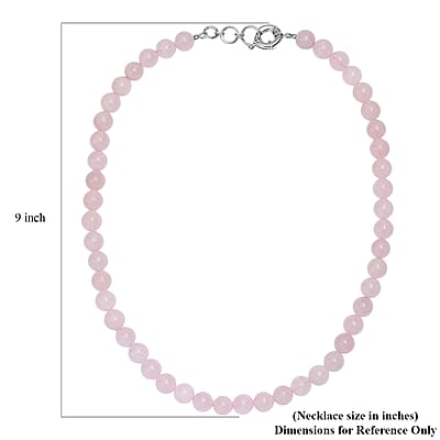 EverTrue Rose Quartz 355.00 ctw Beaded Necklace in Platinum Bond 20 Inches