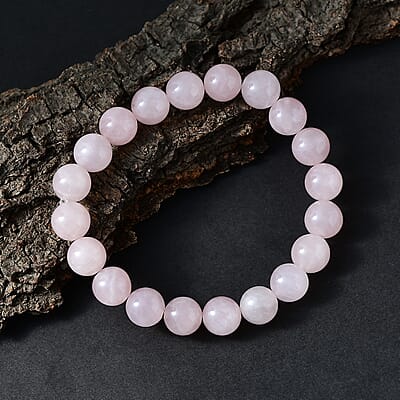 Galilea Rose Quartz 148.00 ctw Beaded Stretch Bracelet