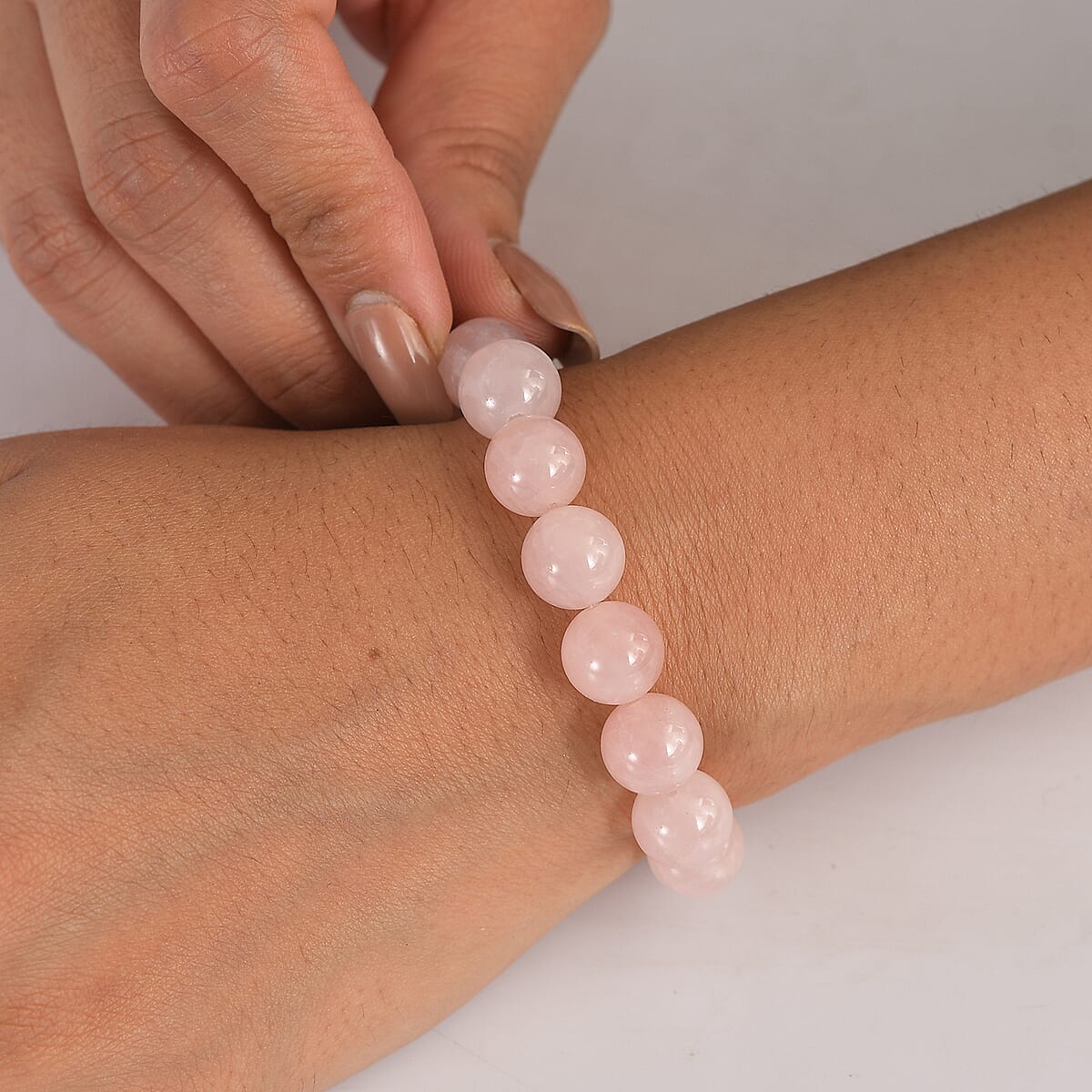 Galilea Rose Quartz 148.00 ctw Beaded Stretch Bracelet image number 2