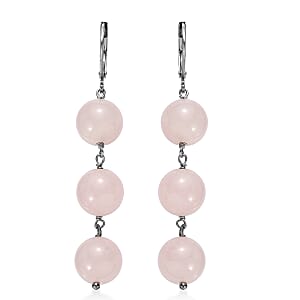 EverTrue Galilea Rose Quartz 40.00 ctw Earrings in Stainless Steel