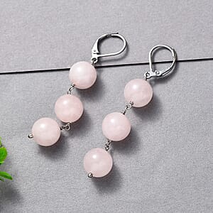 EverTrue Galilea Rose Quartz 40.00 ctw Earrings in Stainless Steel