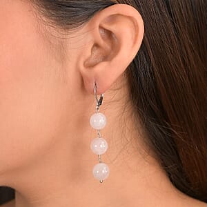 EverTrue Galilea Rose Quartz 40.00 ctw Earrings in Stainless Steel
