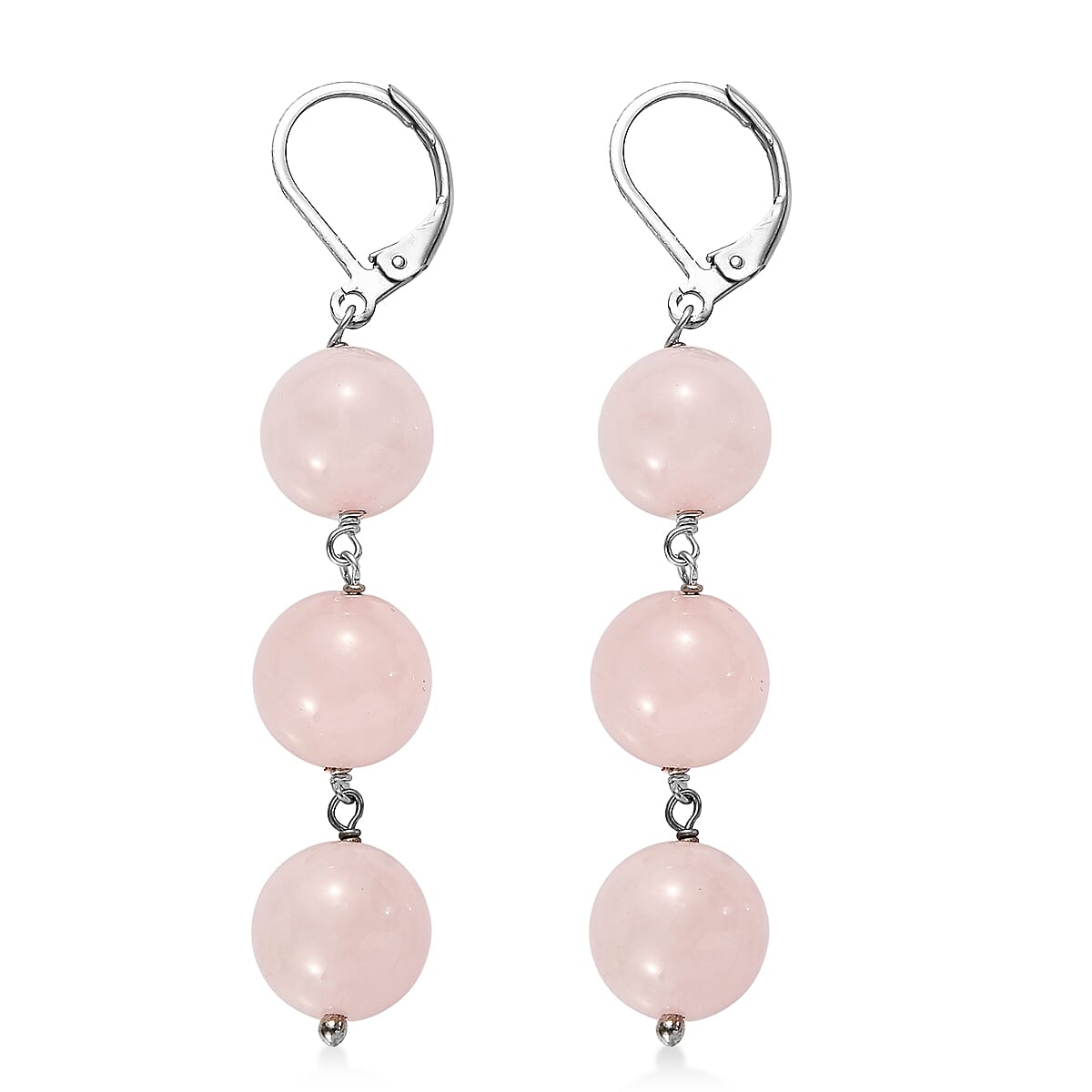 EverTrue Galilea Rose Quartz 40.00 ctw Earrings in Stainless Steel image number 3