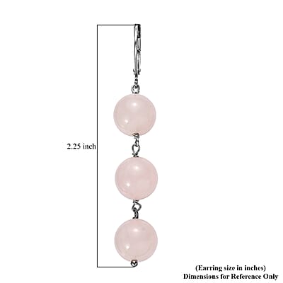 EverTrue Galilea Rose Quartz 40.00 ctw Earrings in Stainless Steel