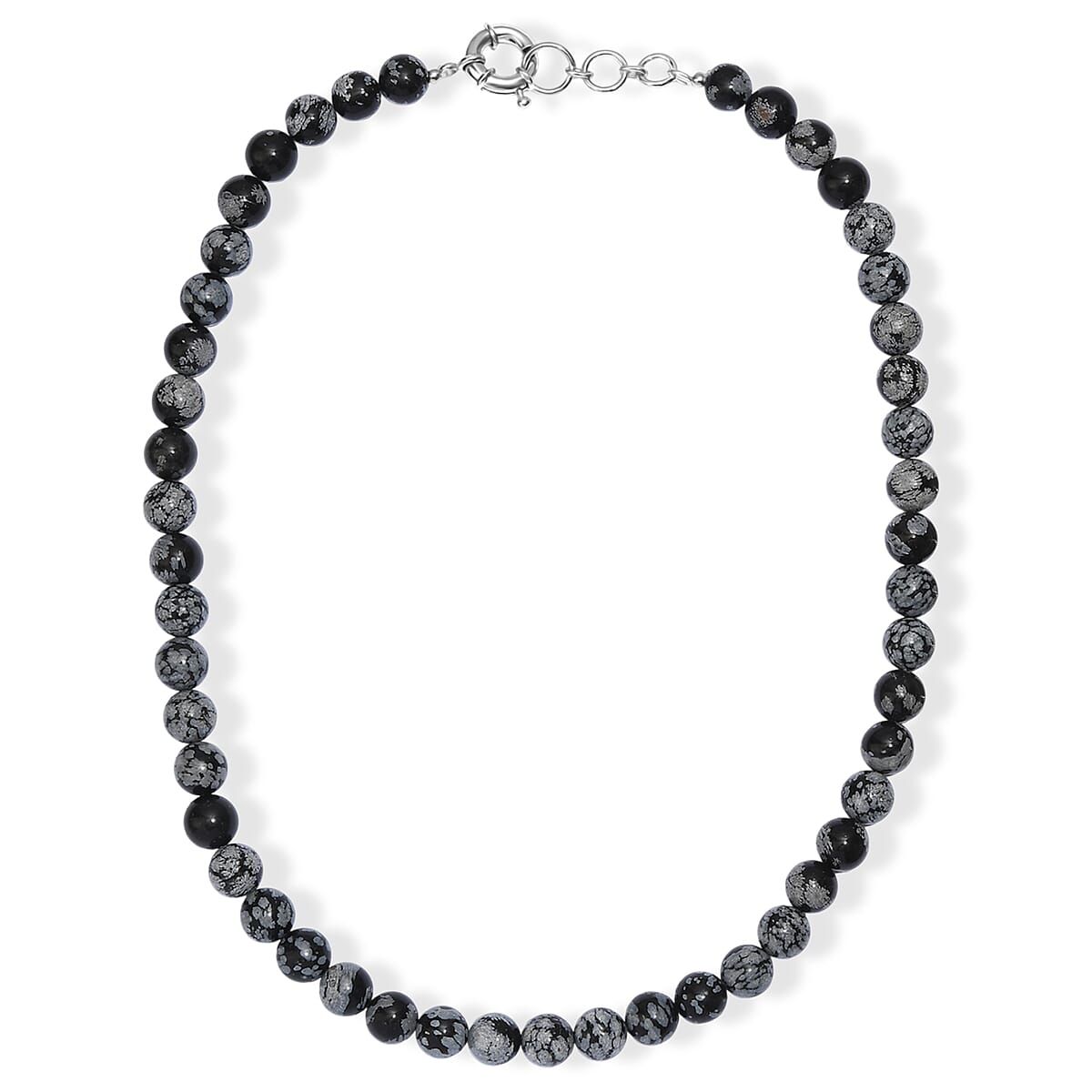 EverTrue Snowflake Obsidian 305.00 ctw Beaded Necklace in Platinum Over 20 Inches  image number 3