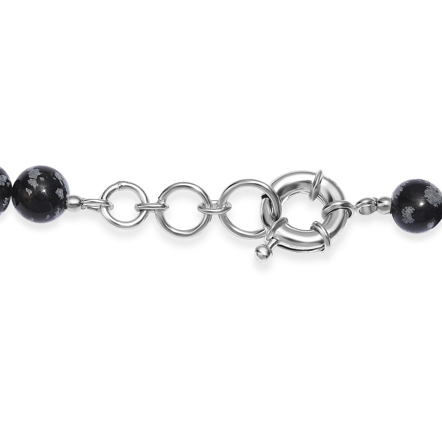 EverTrue Snowflake Obsidian 305.00 ctw Beaded Necklace in Platinum Bond 20 Inches