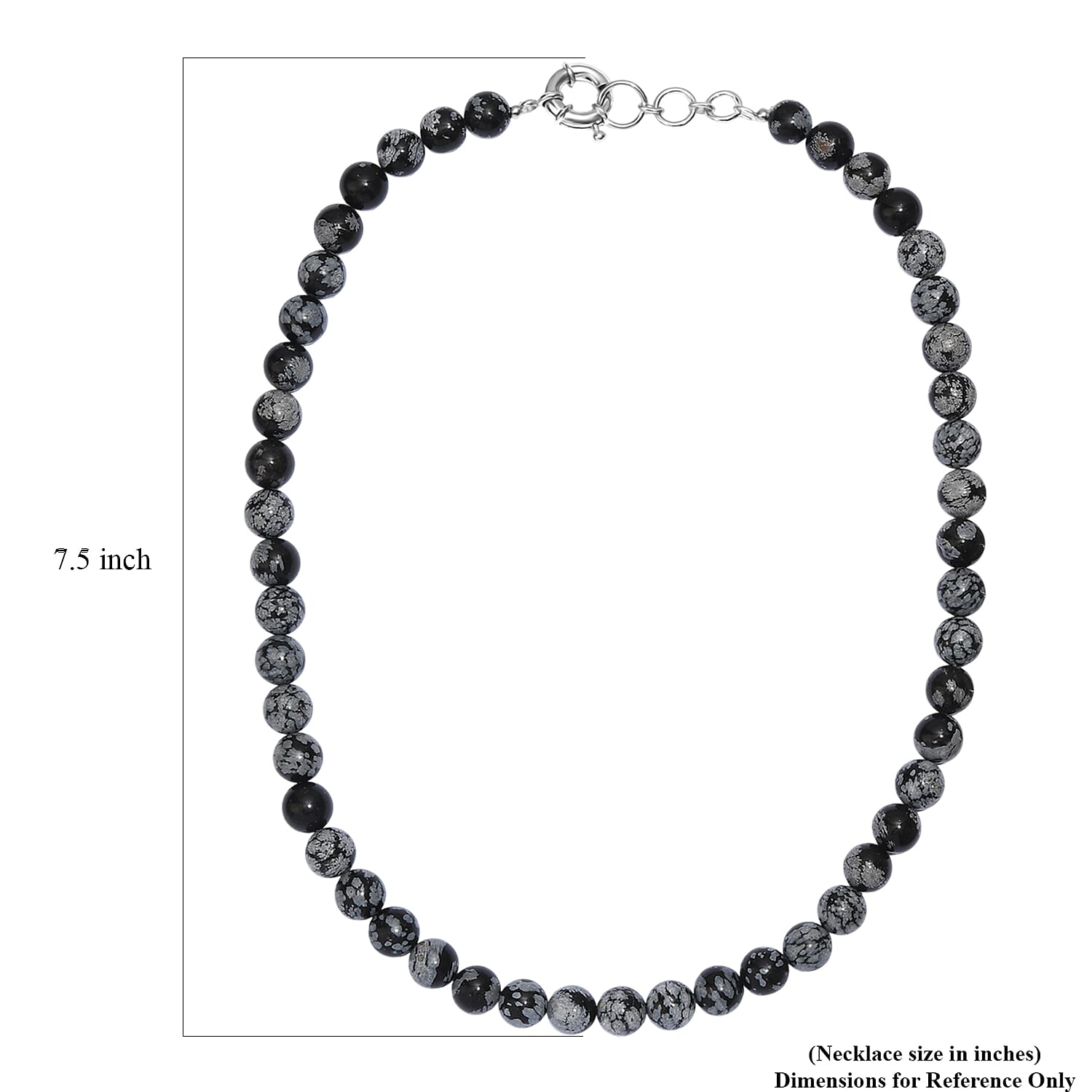 EverTrue Snowflake Obsidian 305.00 ctw Beaded Necklace in Platinum Bond 20 Inches