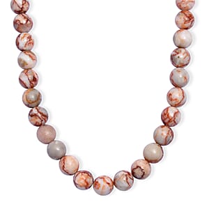 EverTrue Pink Web Jasper 350.00 ctw Beaded Necklace in Platinum Over 20 Inches 