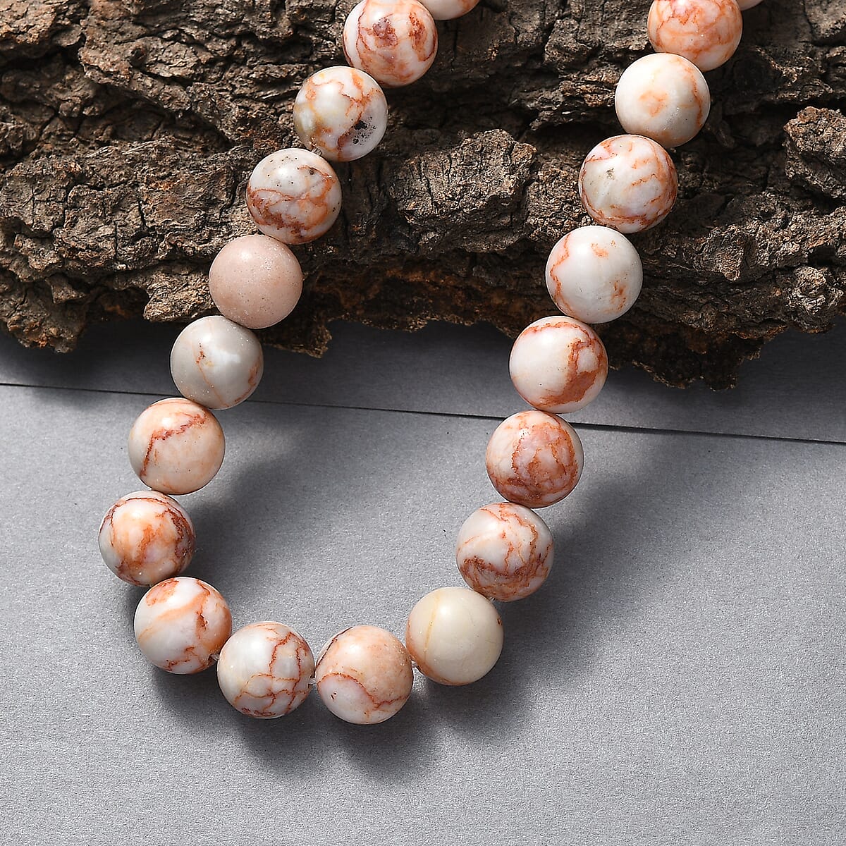 EverTrue Pink Web Jasper 350.00 ctw Beaded Necklace in Platinum Over 20 Inches  image number 1