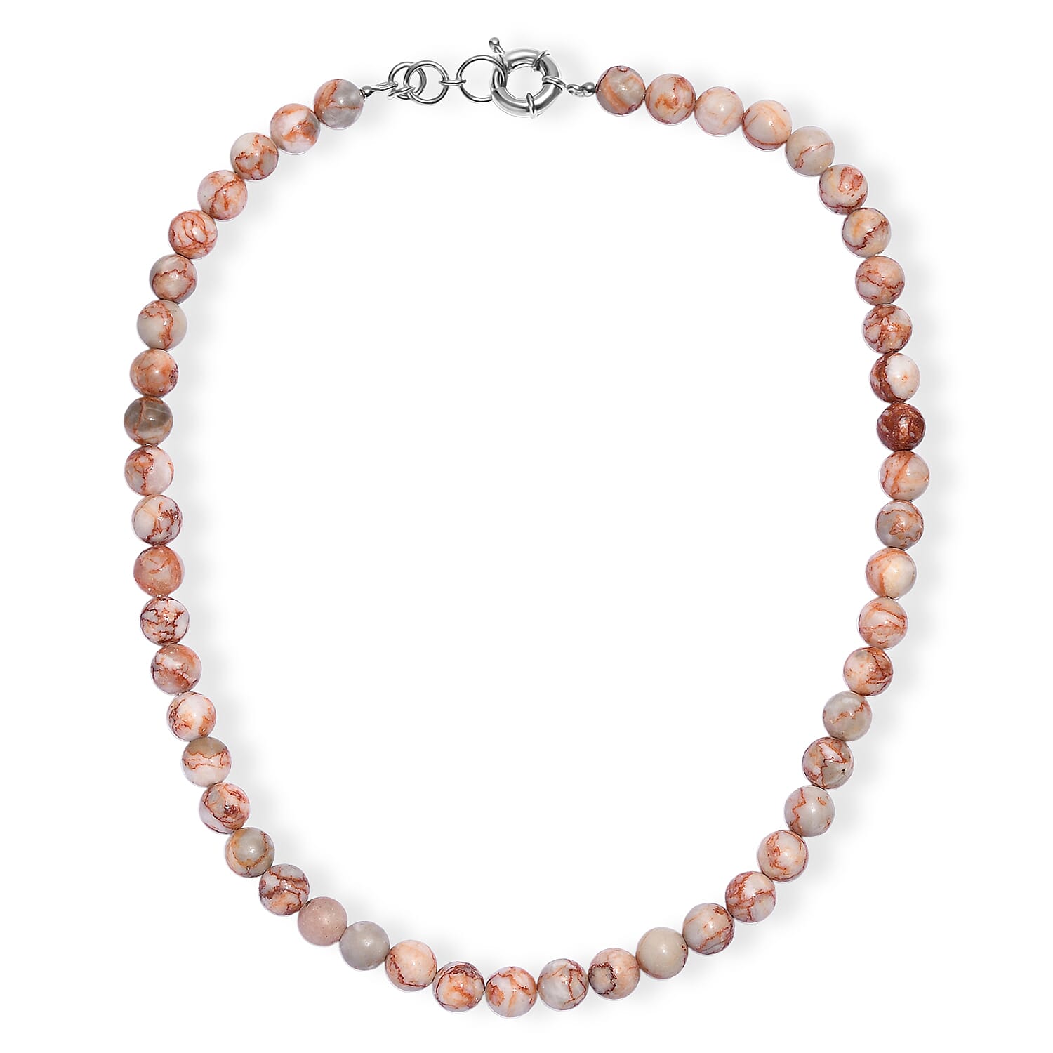 EverTrue Pink Web Jasper 350.00 ctw Beaded Necklace in Platinum Bond 20 Inches