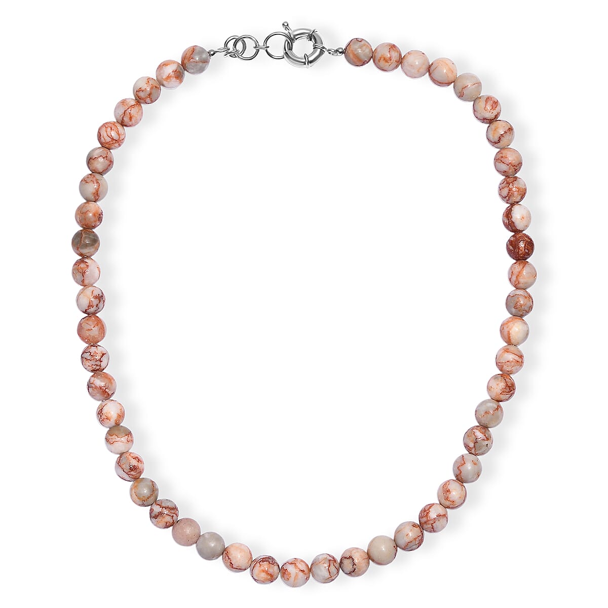 EverTrue Pink Web Jasper 350.00 ctw Beaded Necklace in Platinum Over 20 Inches  image number 3