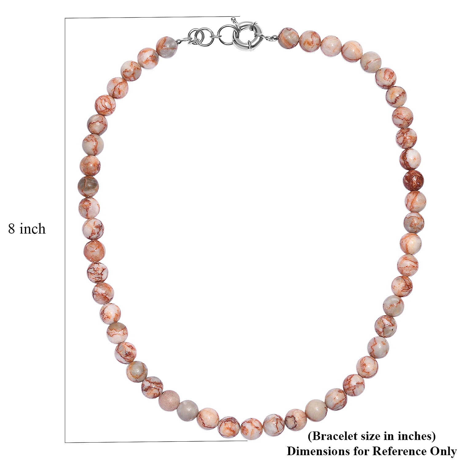 EverTrue Pink Web Jasper 350.00 ctw Beaded Necklace in Platinum Bond 20 Inches