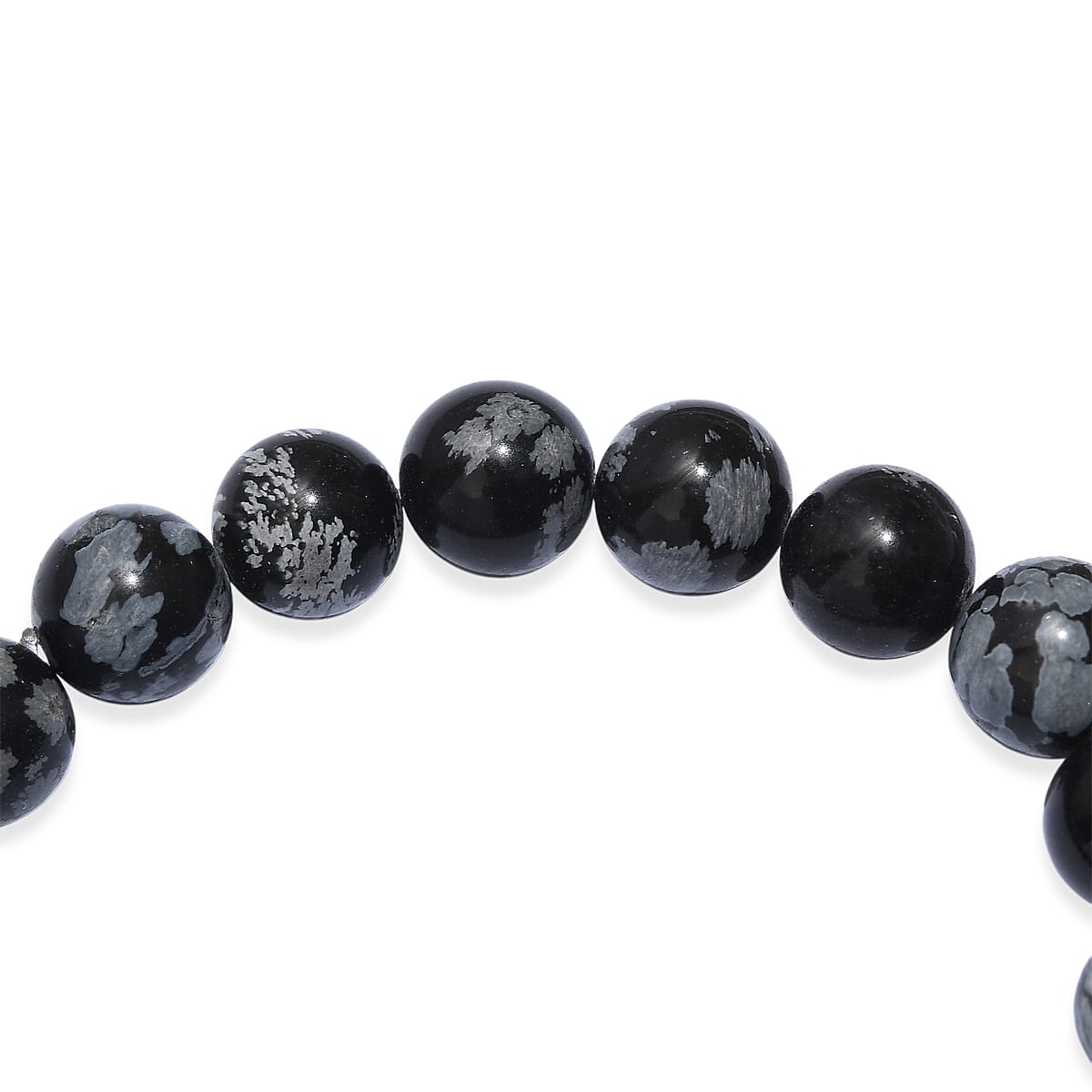 Snow Flake Obsidian 125.00 ctw Beaded Stretch Bracelet image number 3