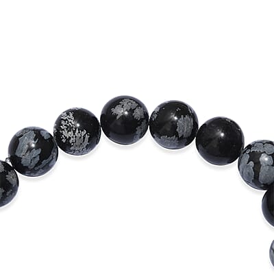Snow Flake Obsidian 125.00 ctw Beaded Stretch Bracelet