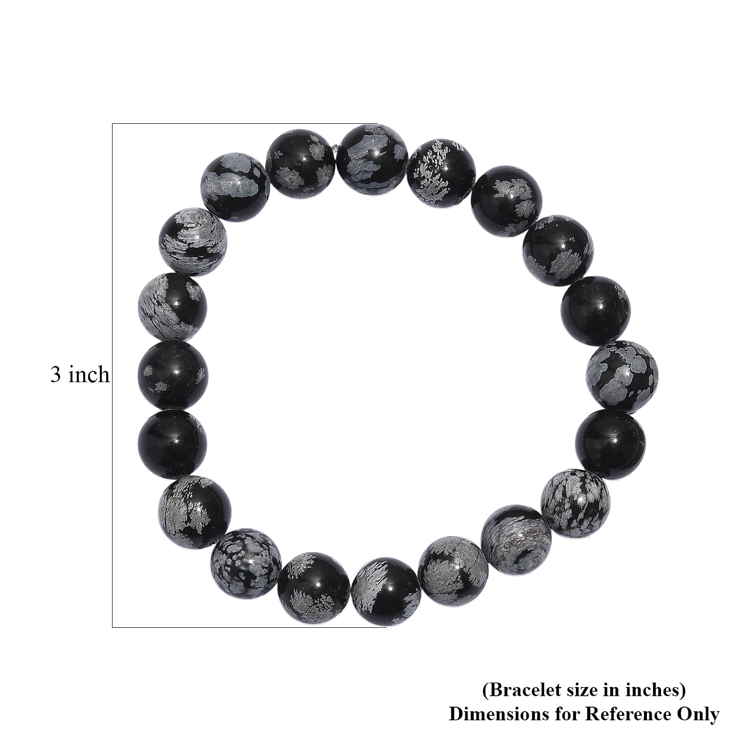 Snow Flake Obsidian 125.00 ctw Beaded Stretch Bracelet