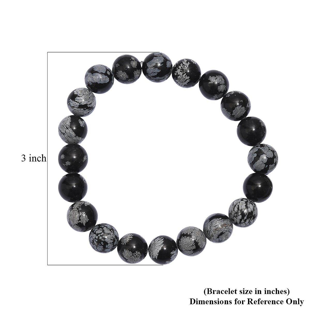 Snow Flake Obsidian 125.00 ctw Beaded Stretch Bracelet image number 4