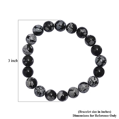 Snow Flake Obsidian 125.00 ctw Beaded Stretch Bracelet