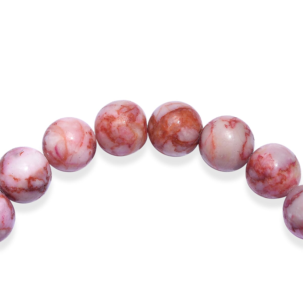 Pink Web Jasper 150.00 ctw Beaded Stretch Bracelet image number 2