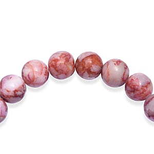 Pink Web Jasper 150.00 ctw Beaded Stretch Bracelet