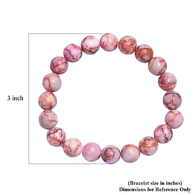 Pink Web Jasper 150.00 ctw Beaded Stretch Bracelet