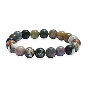 Moss Agate 140.00 ctw Beaded Stretch Bracelet