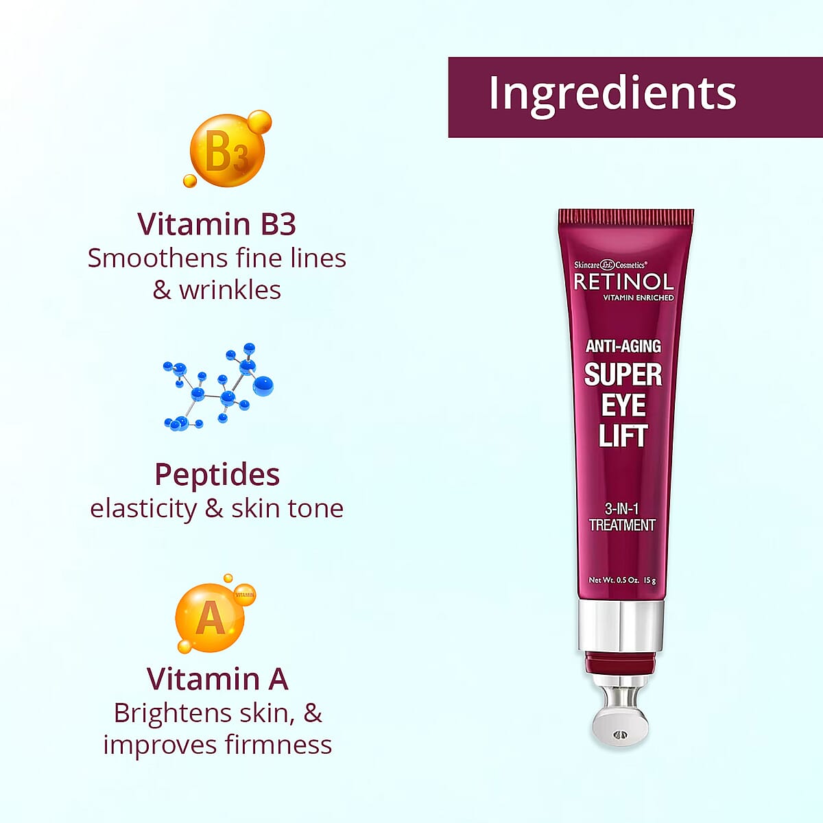 Retinol Vitamin Enriched Super Eye Lift 3-in-1 Treatment (0.5oz) Made in US (Ships in 5-7 Days) image number 2
