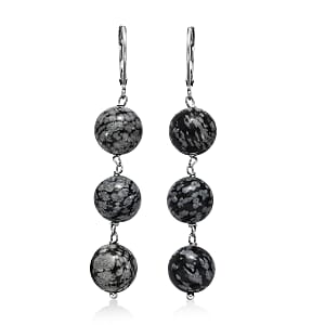 EverTrue Snow Flake Obsidian 40.00 ctw Earrings in Stainless Steel